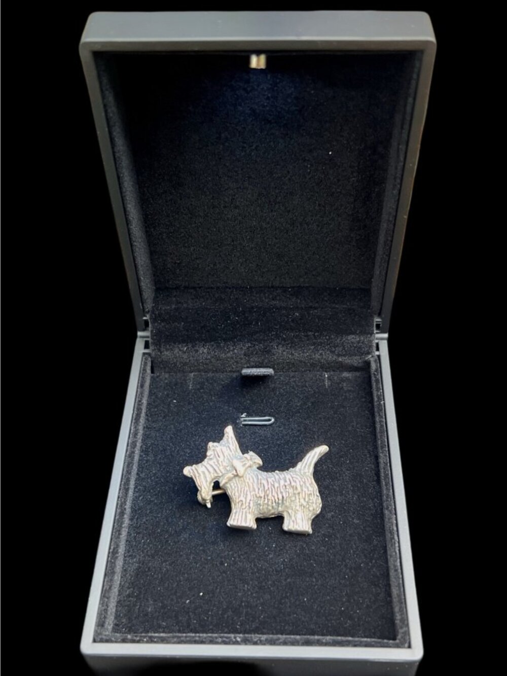 Vintage Sterling Silver Scottie Dog Pin Brooch 925 With Bowtie Accent Textured F